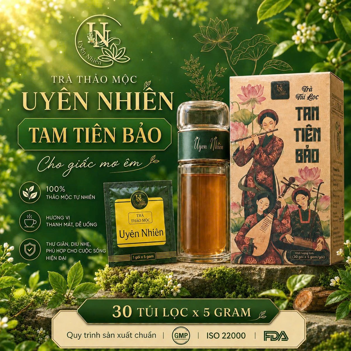 Tam Tiên Bảo 1 hộp dùng thử - Cho giấc mơ êm, 30 túi lọc x 5g